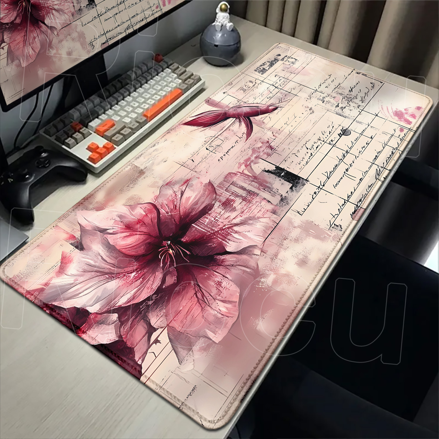 Retro Gaming Desk Setup - Retro Flower Desk Mat Pc Gaming