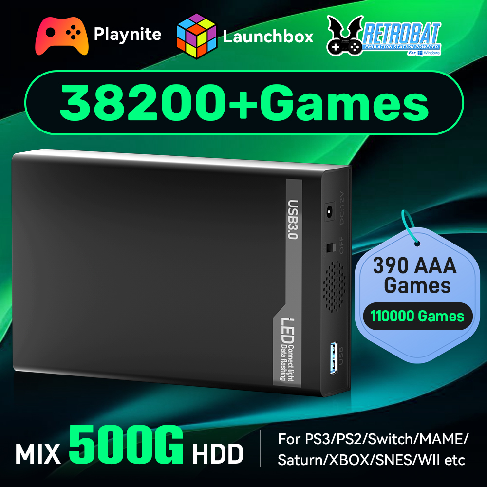 Retro Gaming Theme - MIX500G Game Hard Drive With 38200+