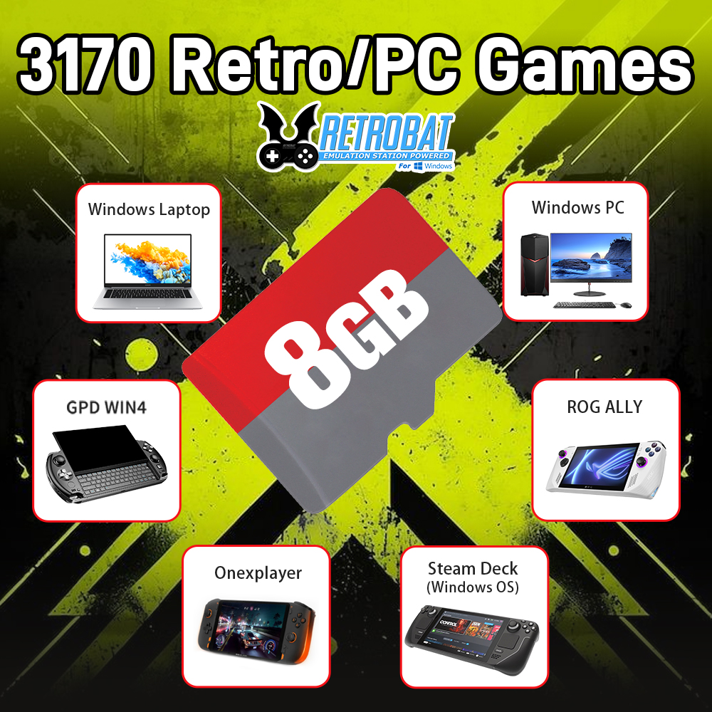Retro Gaming Theme - 8GB Game TF Card with 3170