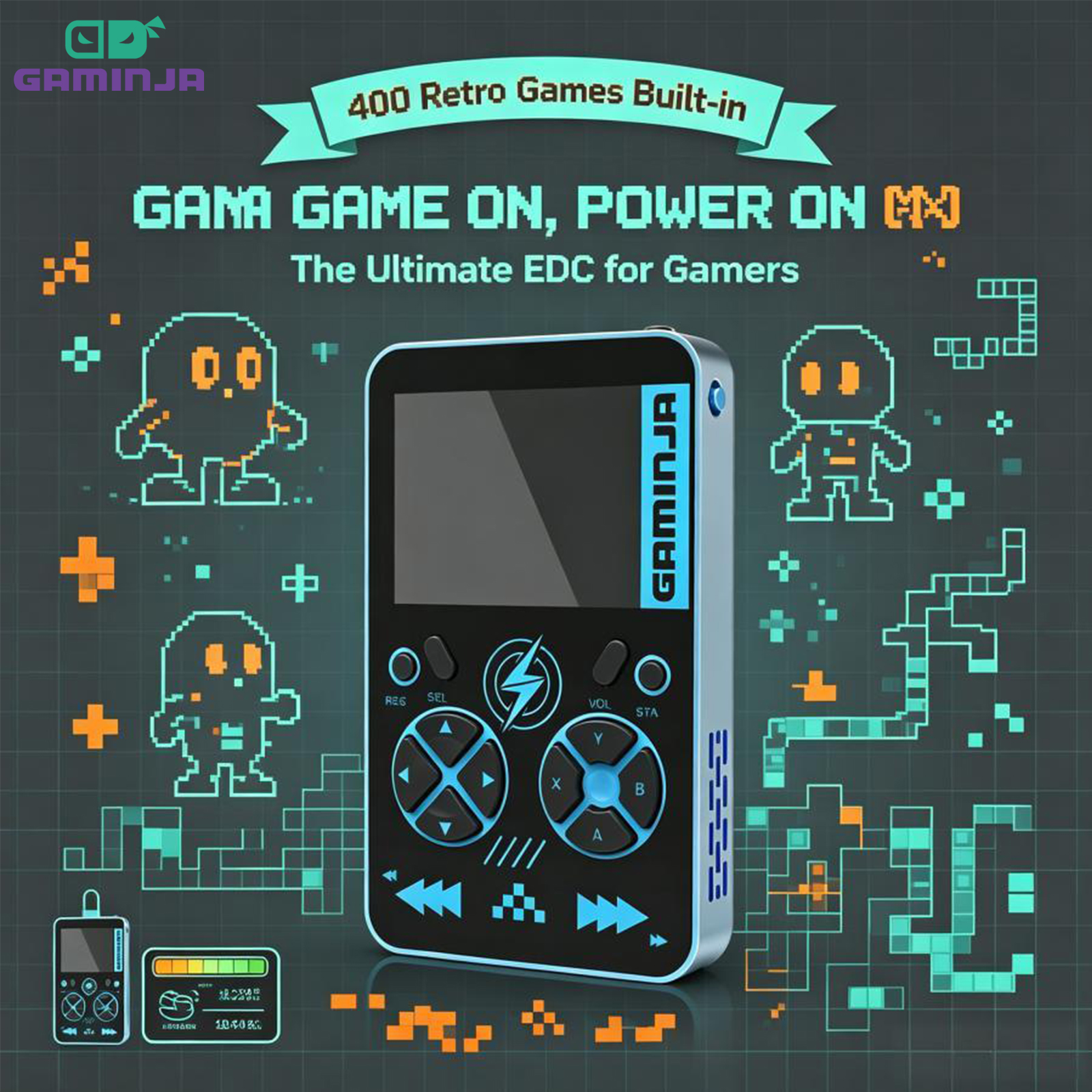 GAMINJA PB05 Retro Gaming Cons - Retro Gaming Power Bank ulasan dan harga
