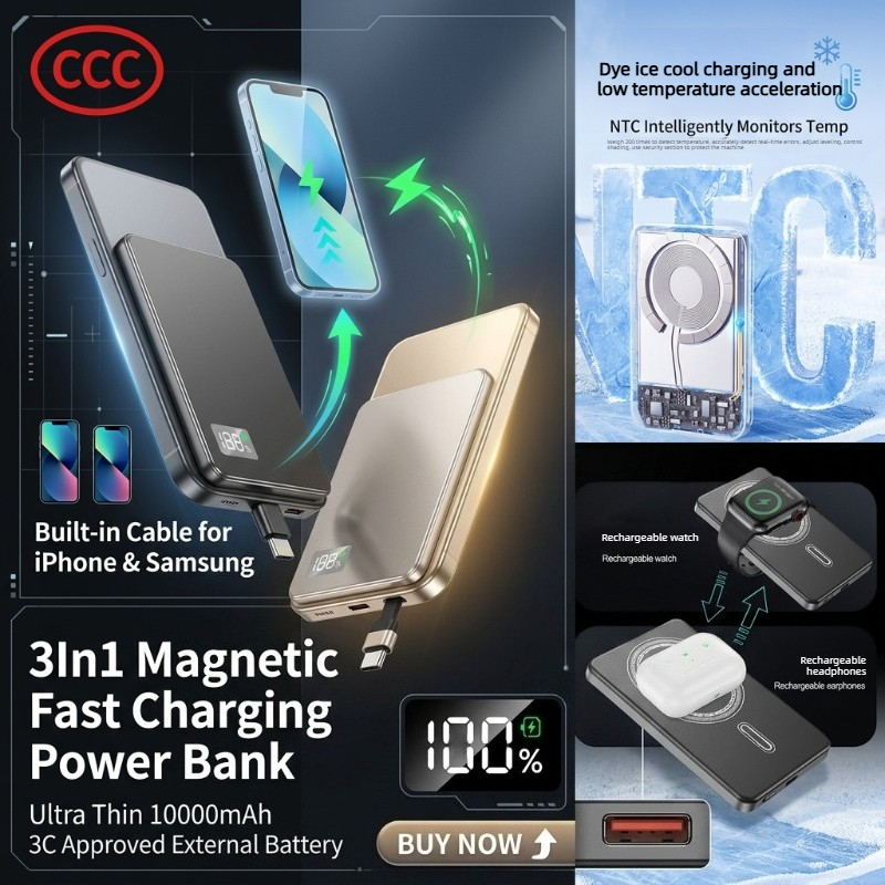 3In1 Magnetic Fast Charging Po - Retro Gaming Power Bank ulasan dan harga