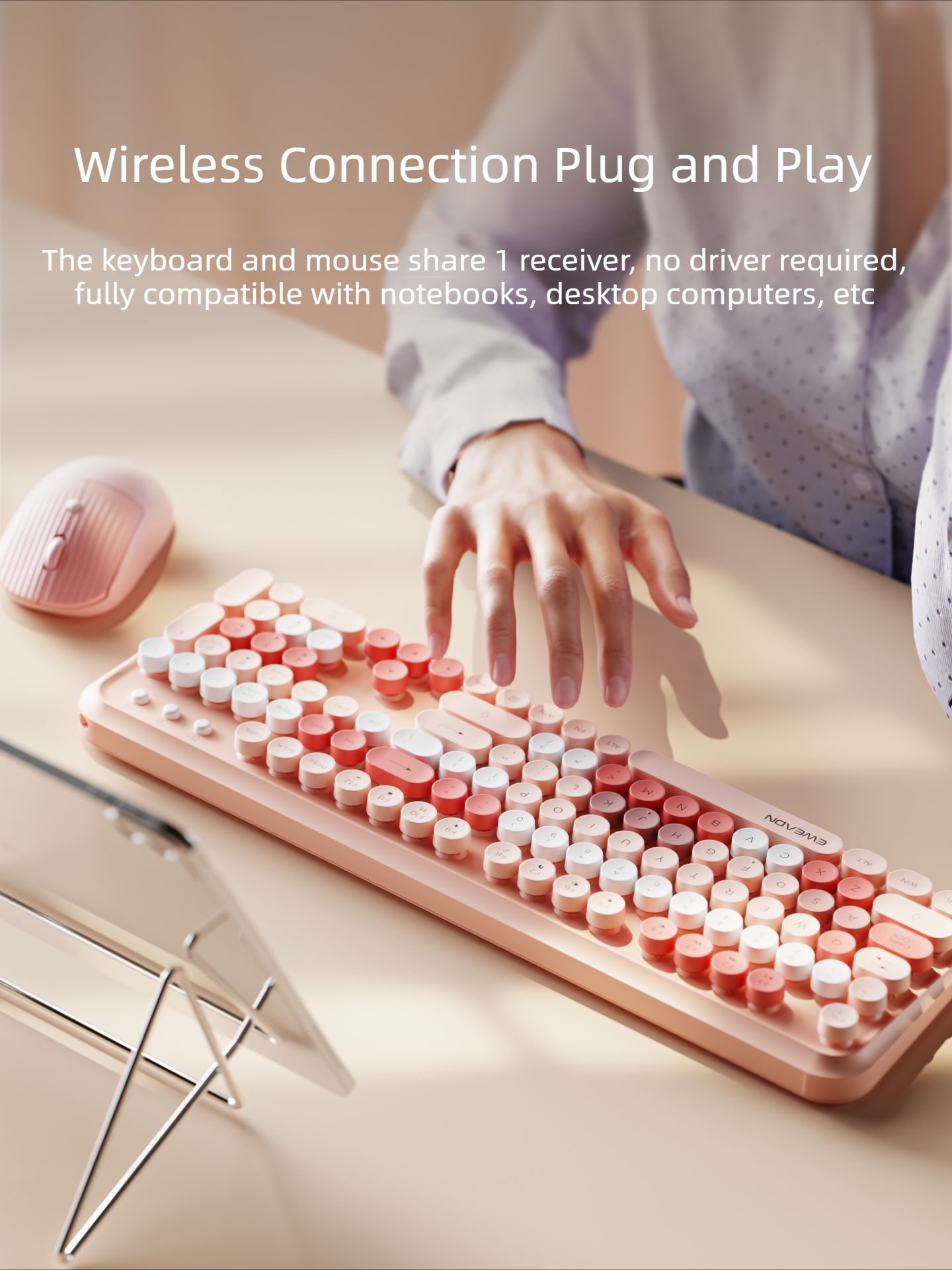 EWEADN V96 Wireless Keyboard M - Retro Gaming Keyboard And Mouse ulasan dan harga