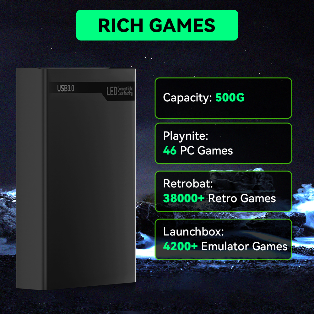 MIX500G Game Hard Drive With 3 - Retro Gaming Theme ulasan dan harga