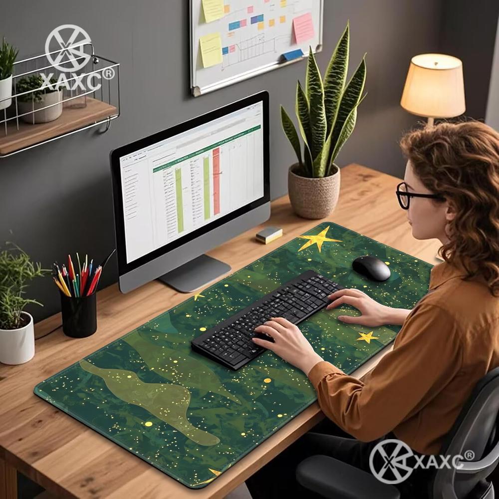 Green Retro Star Stripes Desk  - Retro Gaming Keyboard And Mouse ulasan dan harga