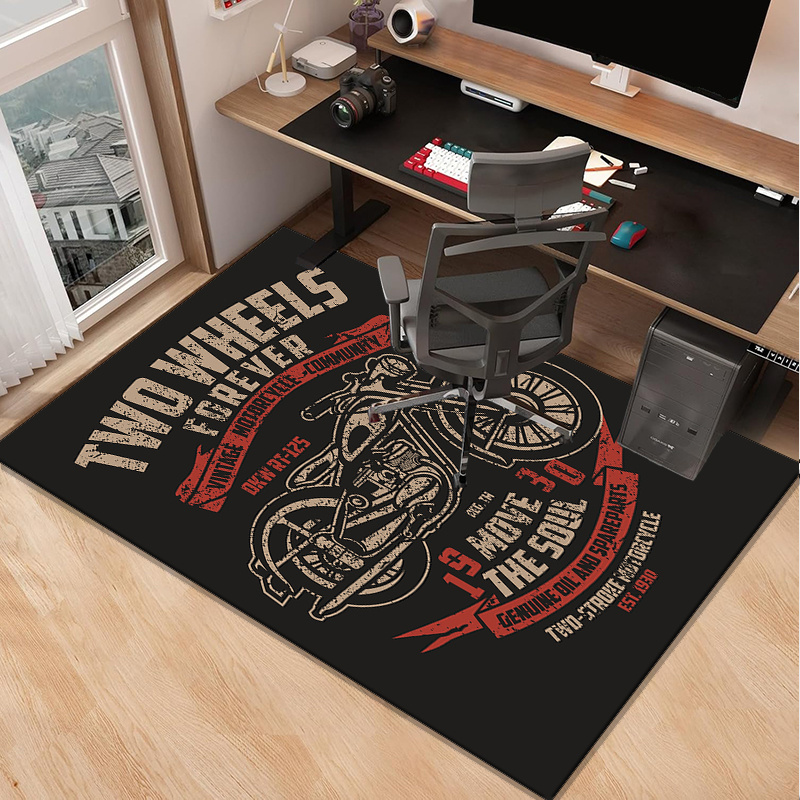 Motorcycle themed desk rug for - Retro Gaming Desk Setup ulasan dan harga